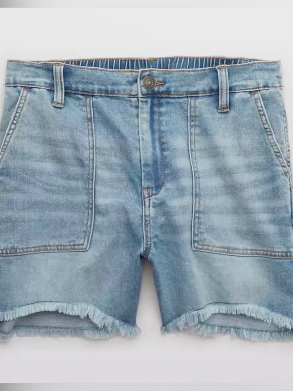 Good condition size M Aerie Light Blue Denim High-Rise Frayed Hem Shorts.